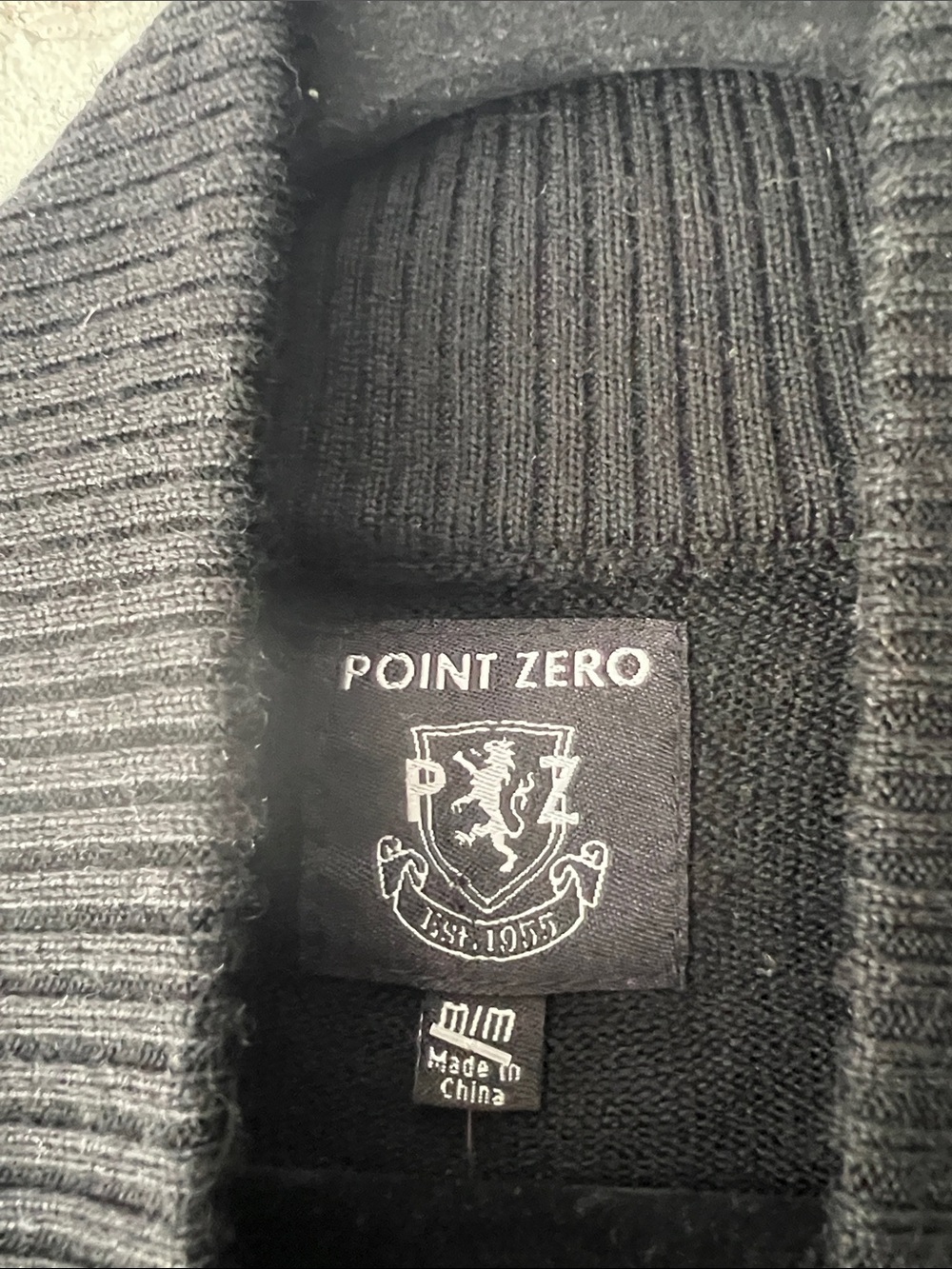 50% merino wool Black Button-Up Knit Cardigan with Zipper Pockets and mockneck - Picture 2 of 7